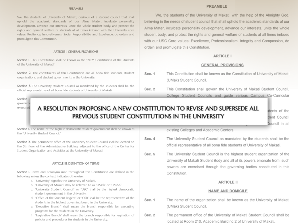 UMak Student Congress replaces the USC Constitution & By-Laws